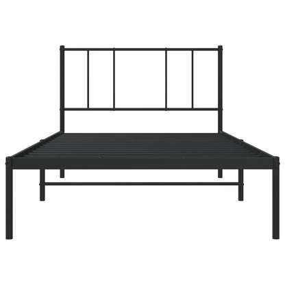 Metal Bed Frame without Mattress with Headboard Black 80x200cm