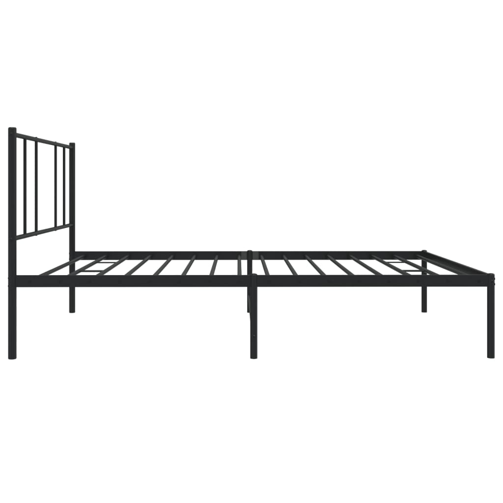 Metal Bed Frame without Mattress with Headboard Black 80x200cm