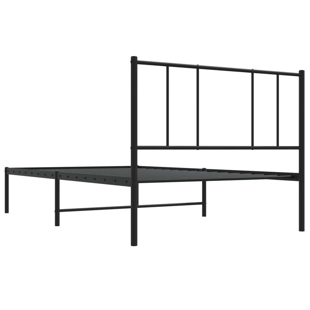 Metal Bed Frame without Mattress with Headboard Black 80x200cm
