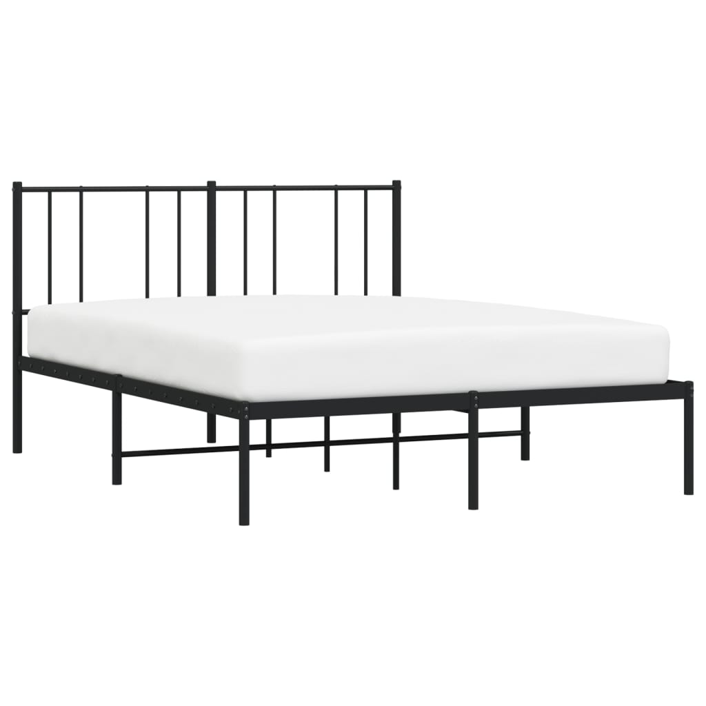 Metal Bed Frame without Mattress with Headboard Black 120x190cm