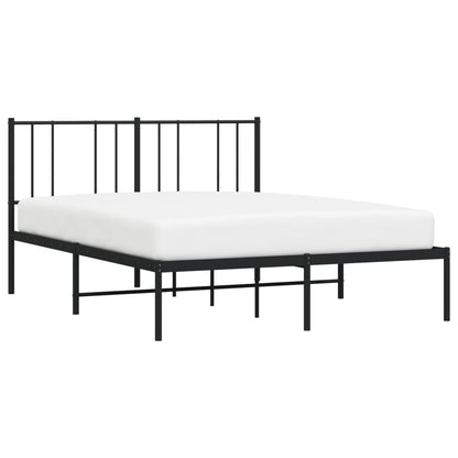 Metal Bed Frame without Mattress with Headboard Black 120x190cm
