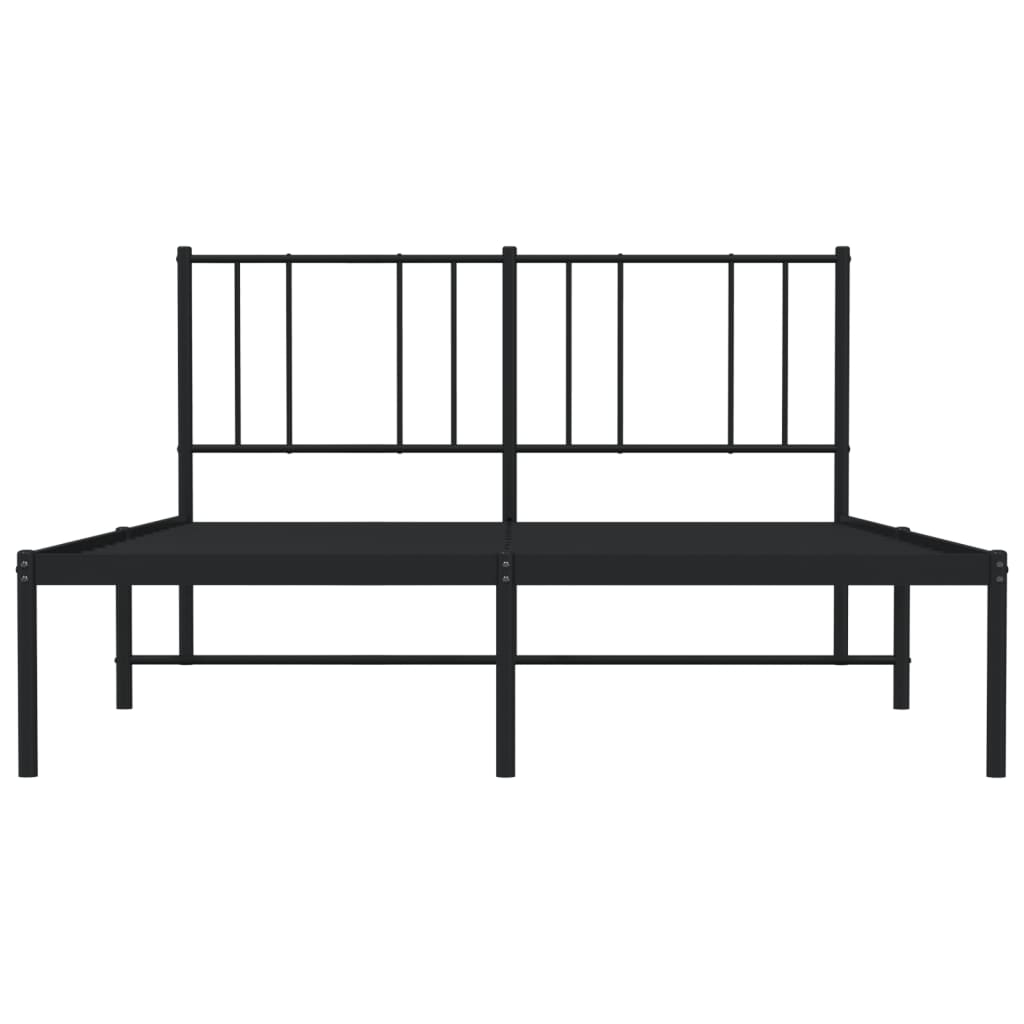 Metal Bed Frame without Mattress with Headboard Black 120x190cm