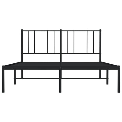 Metal Bed Frame without Mattress with Headboard Black 120x190cm