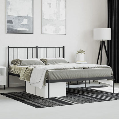 Metal Bed Frame without Mattress with Headboard Black 120x200cm