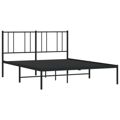 Metal Bed Frame without Mattress with Headboard Black 120x200cm