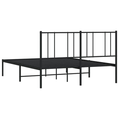 Metal Bed Frame without Mattress with Headboard Black 120x200cm