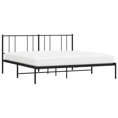 Metal Bed Frame without Mattress with Headboard Black 200x200cm