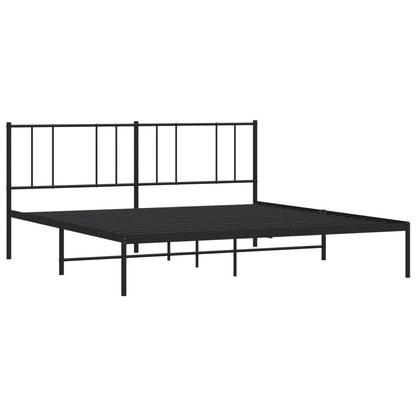 Metal Bed Frame without Mattress with Headboard Black 200x200cm