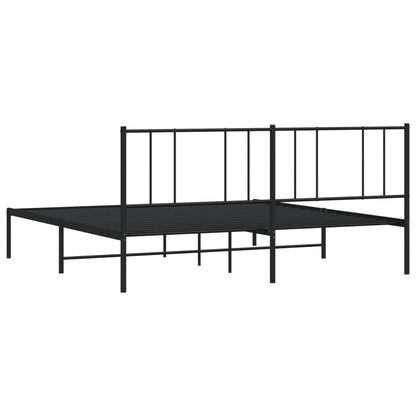 Metal Bed Frame without Mattress with Headboard Black 200x200cm