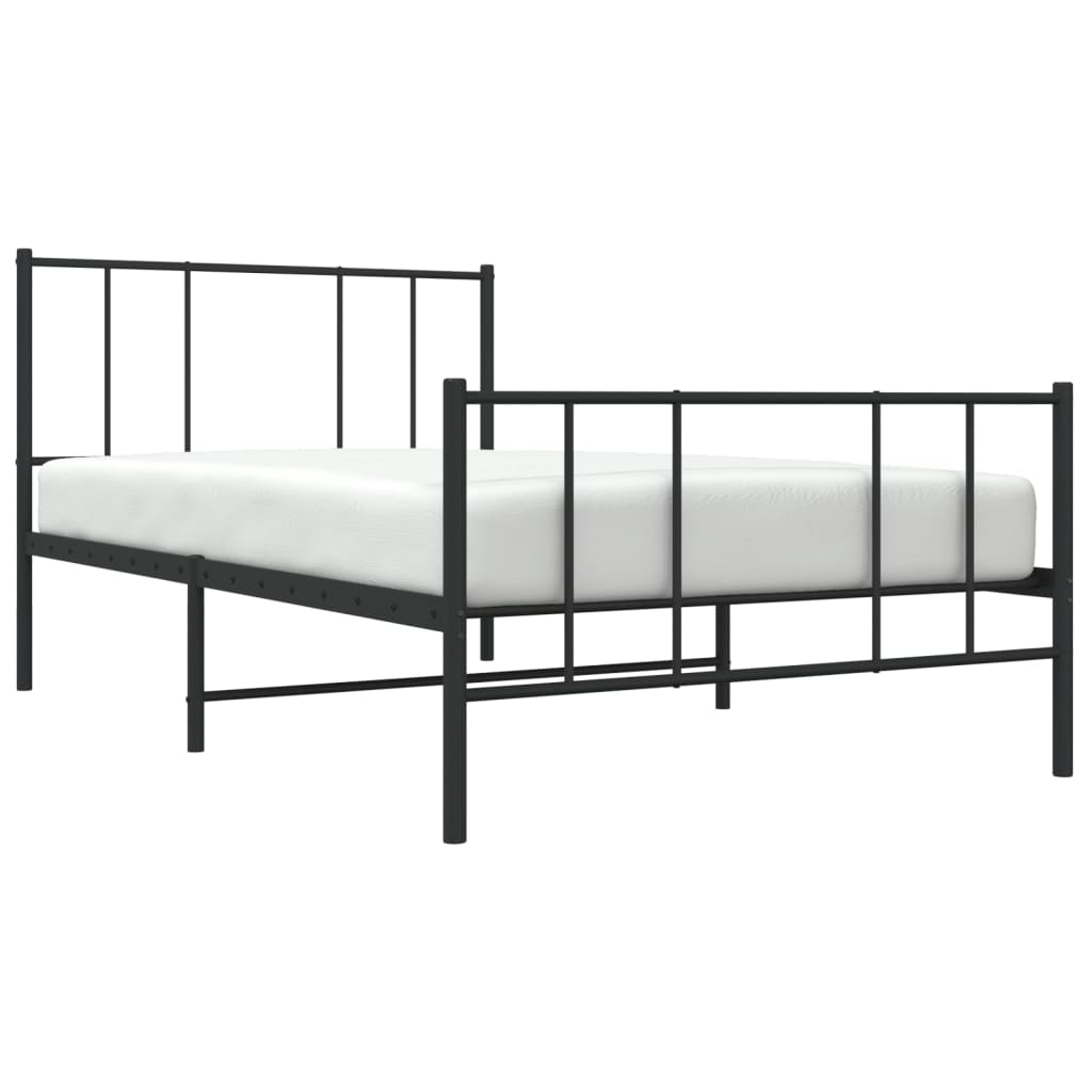Metal Bed Frame without Mattress with Footboard Black 80x200cm