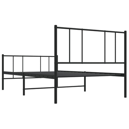 Metal Bed Frame without Mattress with Footboard Black 80x200cm