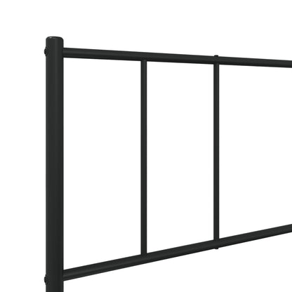 Metal Bed Frame without Mattress with Footboard Black 80x200cm