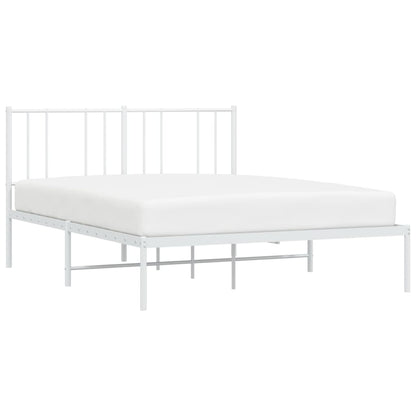 Metal Bed Frame without Mattress with Headboard White 160x200cm