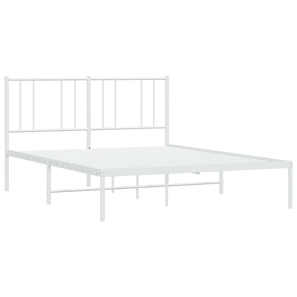 Metal Bed Frame without Mattress with Headboard White 160x200cm