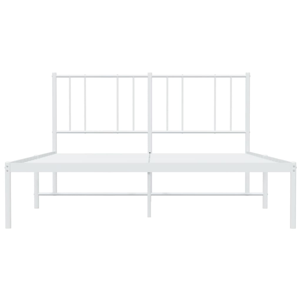 Metal Bed Frame without Mattress with Headboard White 160x200cm