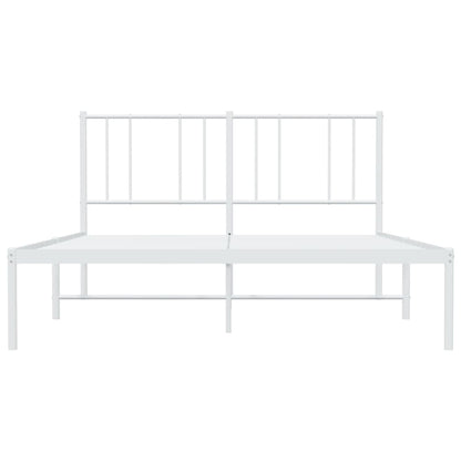 Metal Bed Frame without Mattress with Headboard White 160x200cm