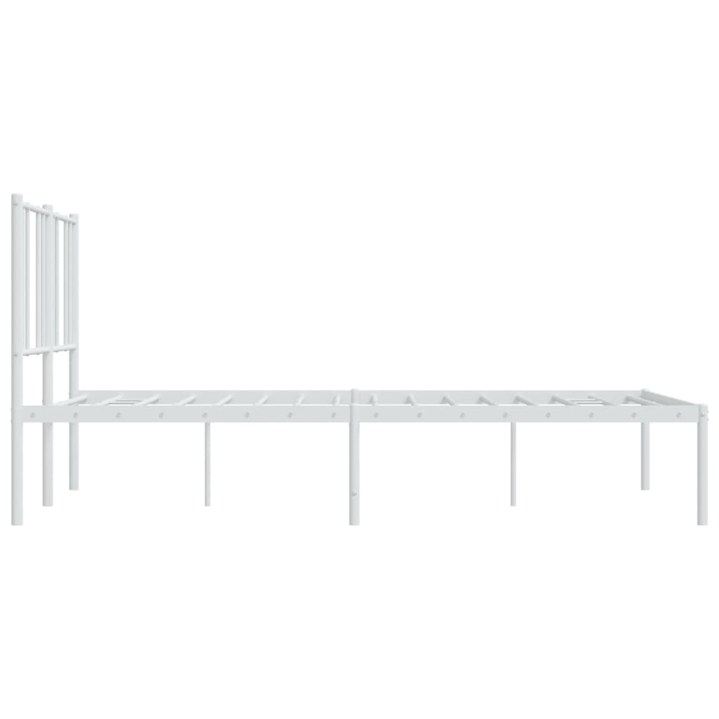 Metal Bed Frame without Mattress with Headboard White 160x200cm