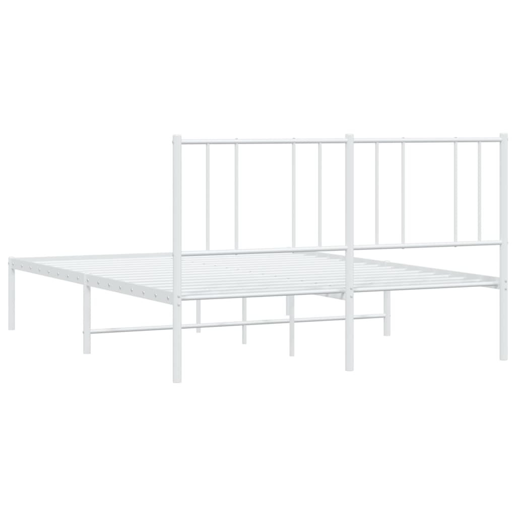 Metal Bed Frame without Mattress with Headboard White 160x200cm