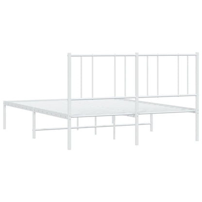 Metal Bed Frame without Mattress with Headboard White 160x200cm