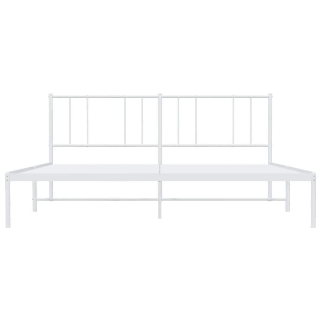 Metal Bed Frame without Mattress with Headboard White 193x203cm