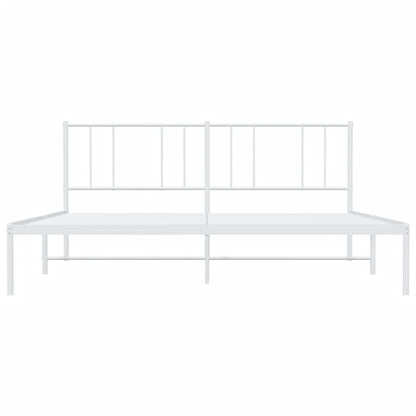 Metal Bed Frame without Mattress with Headboard White 193x203cm