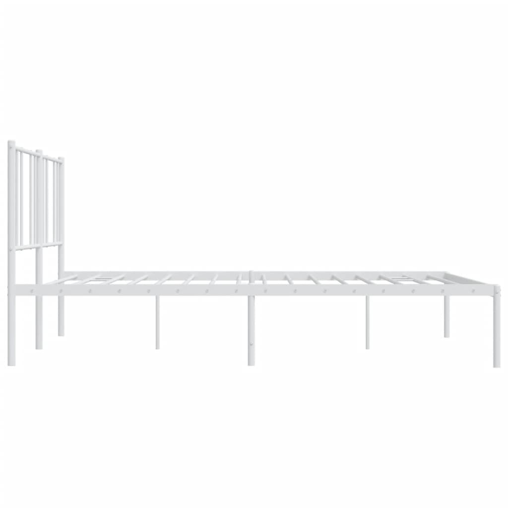 Metal Bed Frame without Mattress with Headboard White 193x203cm