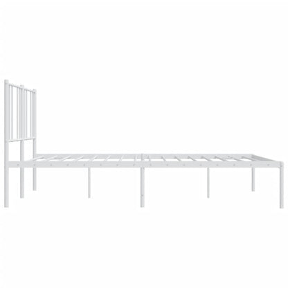 Metal Bed Frame without Mattress with Headboard White 193x203cm