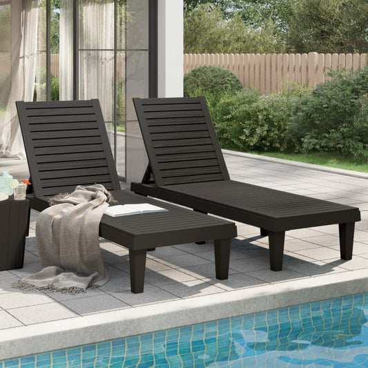 Sun Loungers 2 pcs Black 155x58x83 cm Polypropylene