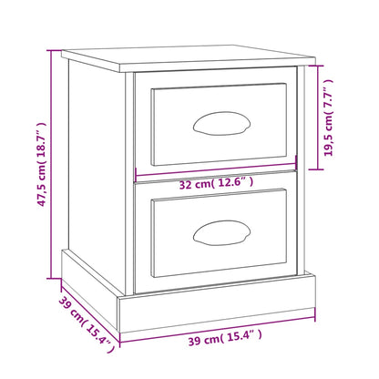 Bedside Cabinet Smoked Oak 39x39x47.5 cm Engineered Wood