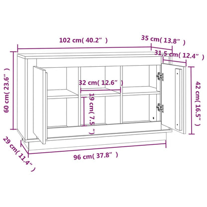 Sideboard Brown Oak 102x35x60 cm Engineered Wood
