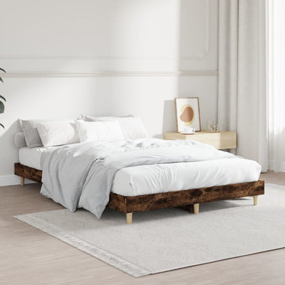 Bed Frame without Mattress Smoked Oak 120x190 cm Small Double Engineered Wood