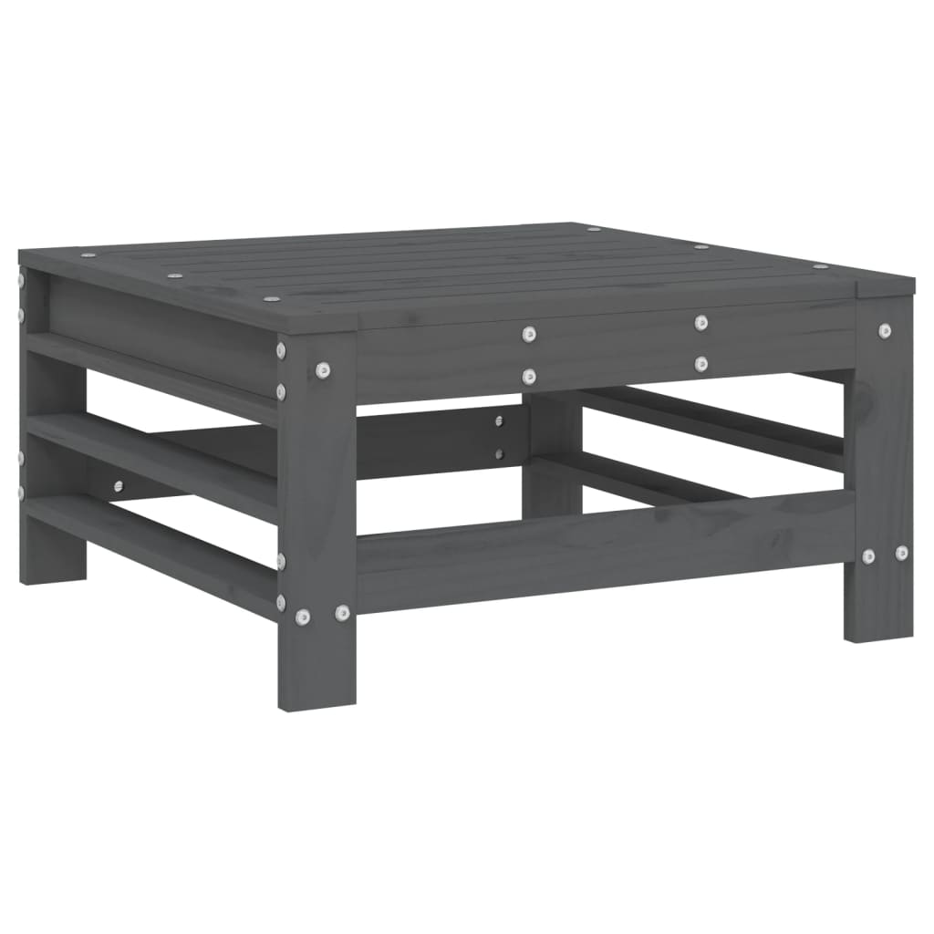 Garden Footstools with Cushions 2pcs Grey Solid Wood Pine