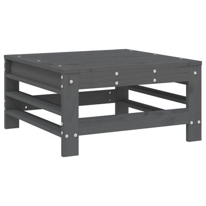 Garden Footstools with Cushions 2pcs Grey Solid Wood Pine