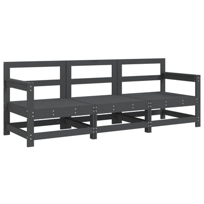 3 Piece Garden Lounge Set Grey Solid Wood Pine