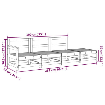 4 Piece Garden Lounge Set Solid Wood Pine