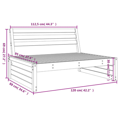Garden Middle Sofa White 120x80 cm Solid Wood Pine
