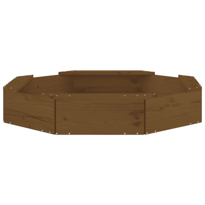 Sandbox with Seats Honey Brown Octagon Solid Wood Pine