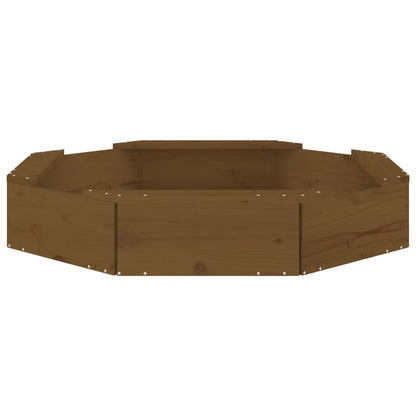 Sandbox with Seats Honey Brown Octagon Solid Wood Pine