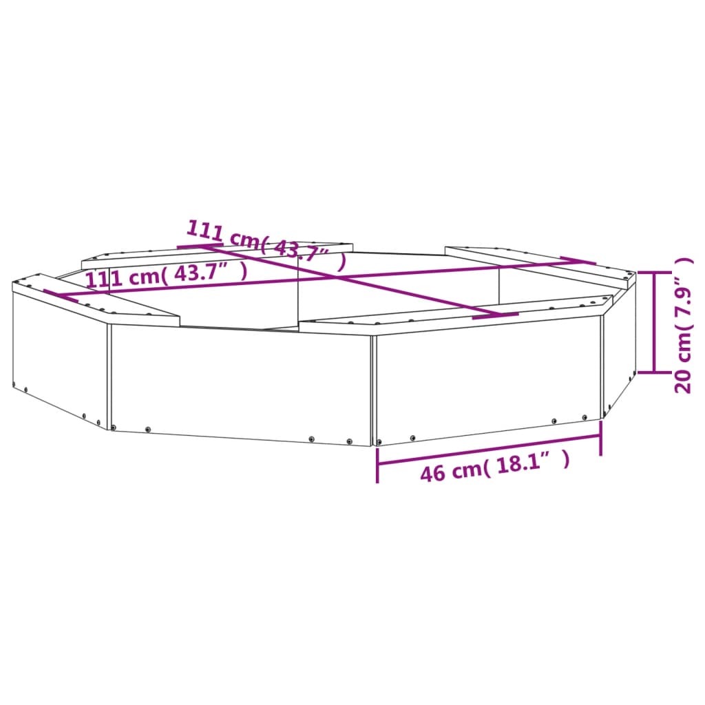 Sandbox with Seats Honey Brown Octagon Solid Wood Pine