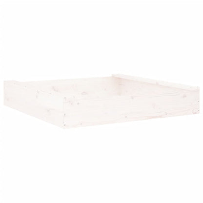 Sandbox with Seats White Square Solid Wood Pine