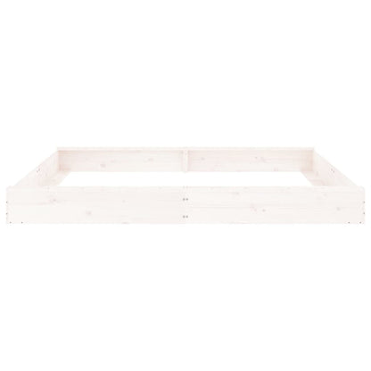 Sandbox with Seats White Square Solid Wood Pine
