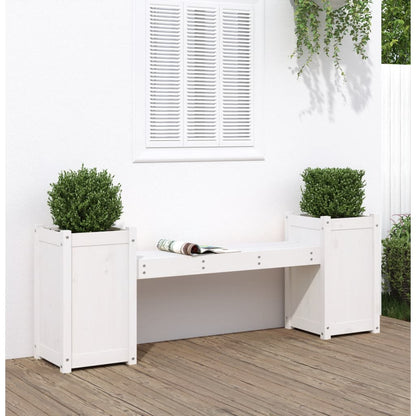 Planter Bench White 180x36x63 cm Solid Wood Pine