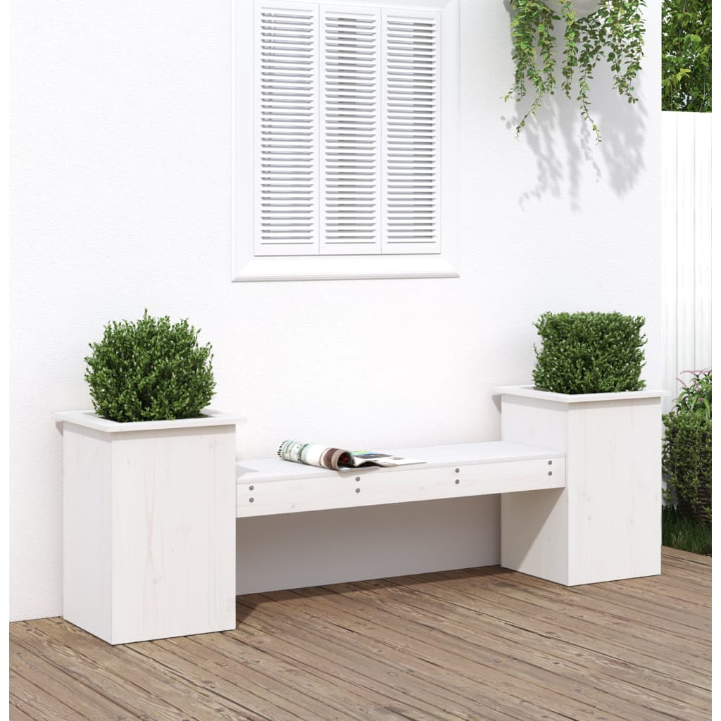 Planter Bench White 184.5x39.5x56.5 cm Solid Wood Pine