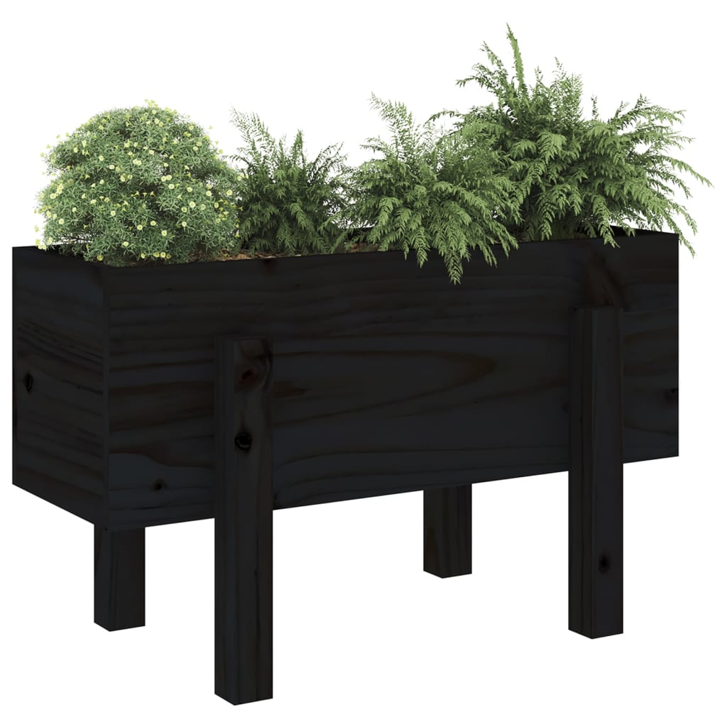 Garden Planter Black 62x30x38 cm Solid Wood Pine