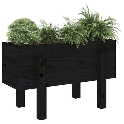Garden Planter Black 62x30x38 cm Solid Wood Pine