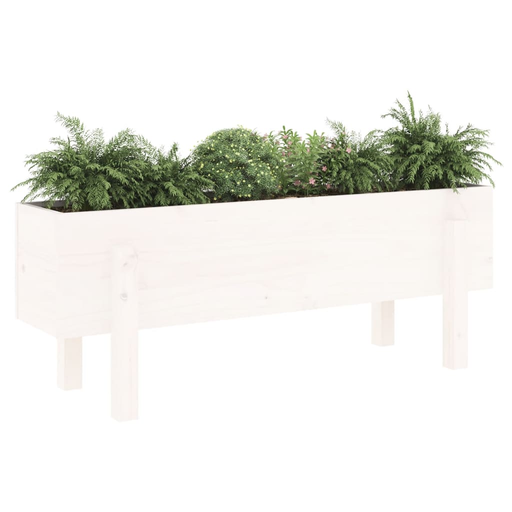Garden Raised Bed White 101x30x38 cm Solid Wood Pine
