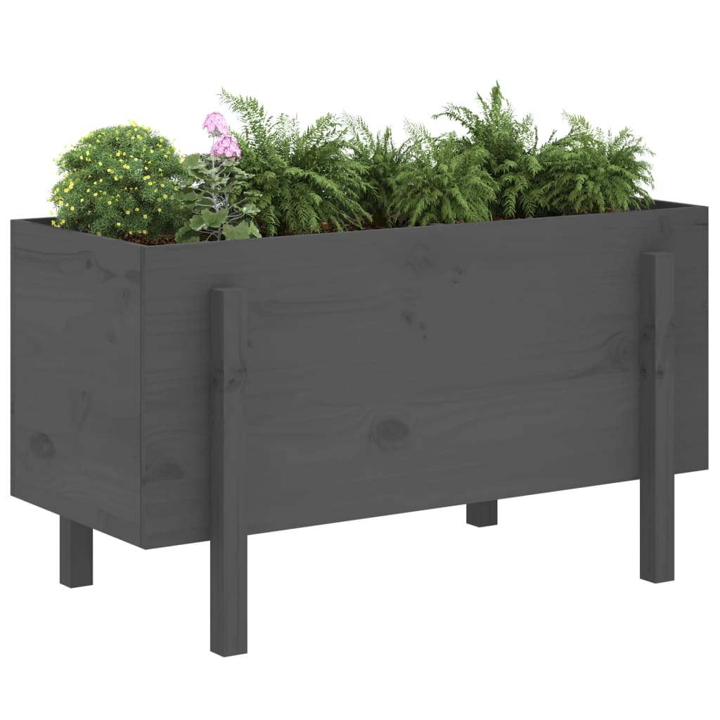 Garden Raised Bed Grey 101x50x57 cm Solid Wood Pine