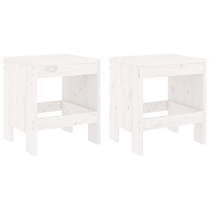 Garden Stools 2 pcs White 40x36x45 cm Solid Wood Pine