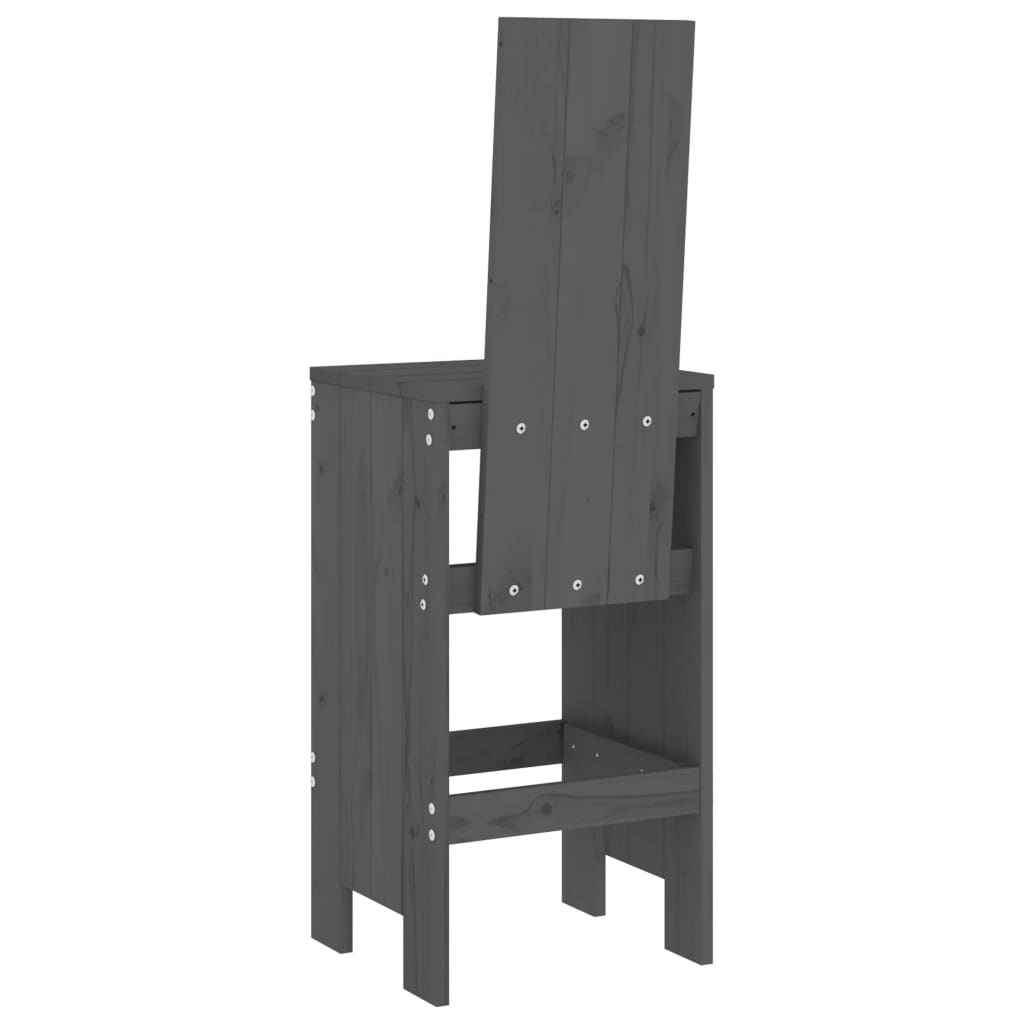 Bar Stools 2 pcs Grey 40x42x120 cm Solid Wood Pine