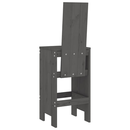 Bar Stools 2 pcs Grey 40x42x120 cm Solid Wood Pine
